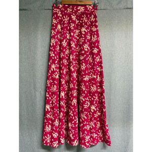 VINTAGE Fritzi of California Maxi Skirt Small Pink Floral Hippie Boho 60s 70s